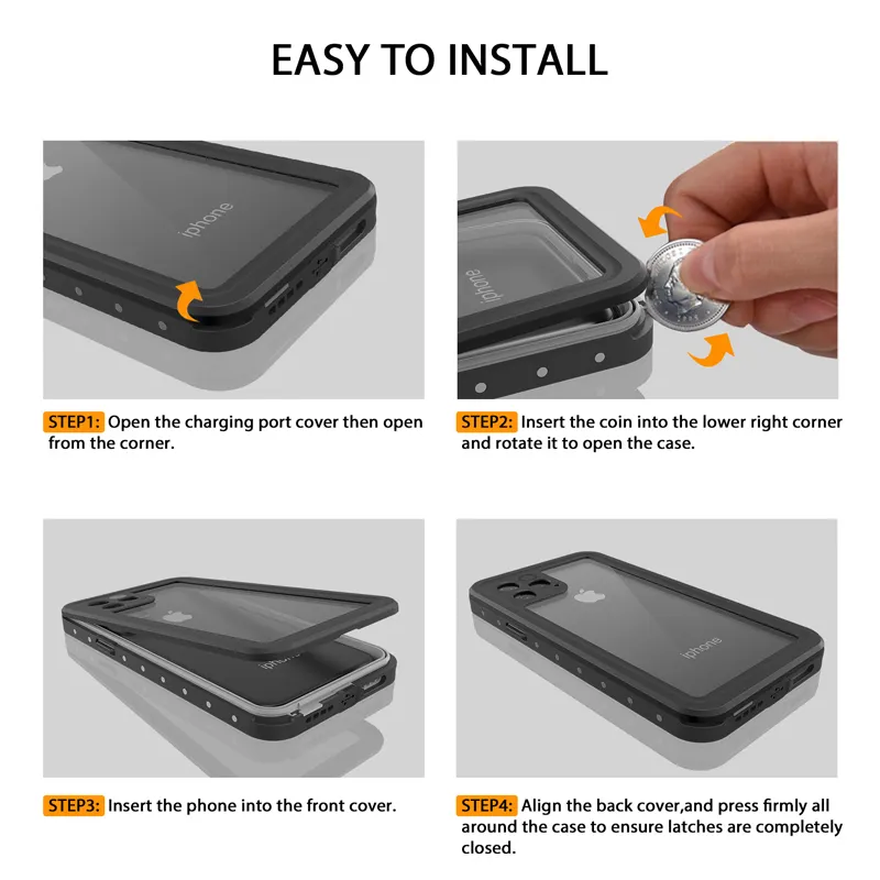 Case impermeable resistente al agua, nieve y golpes para celular.